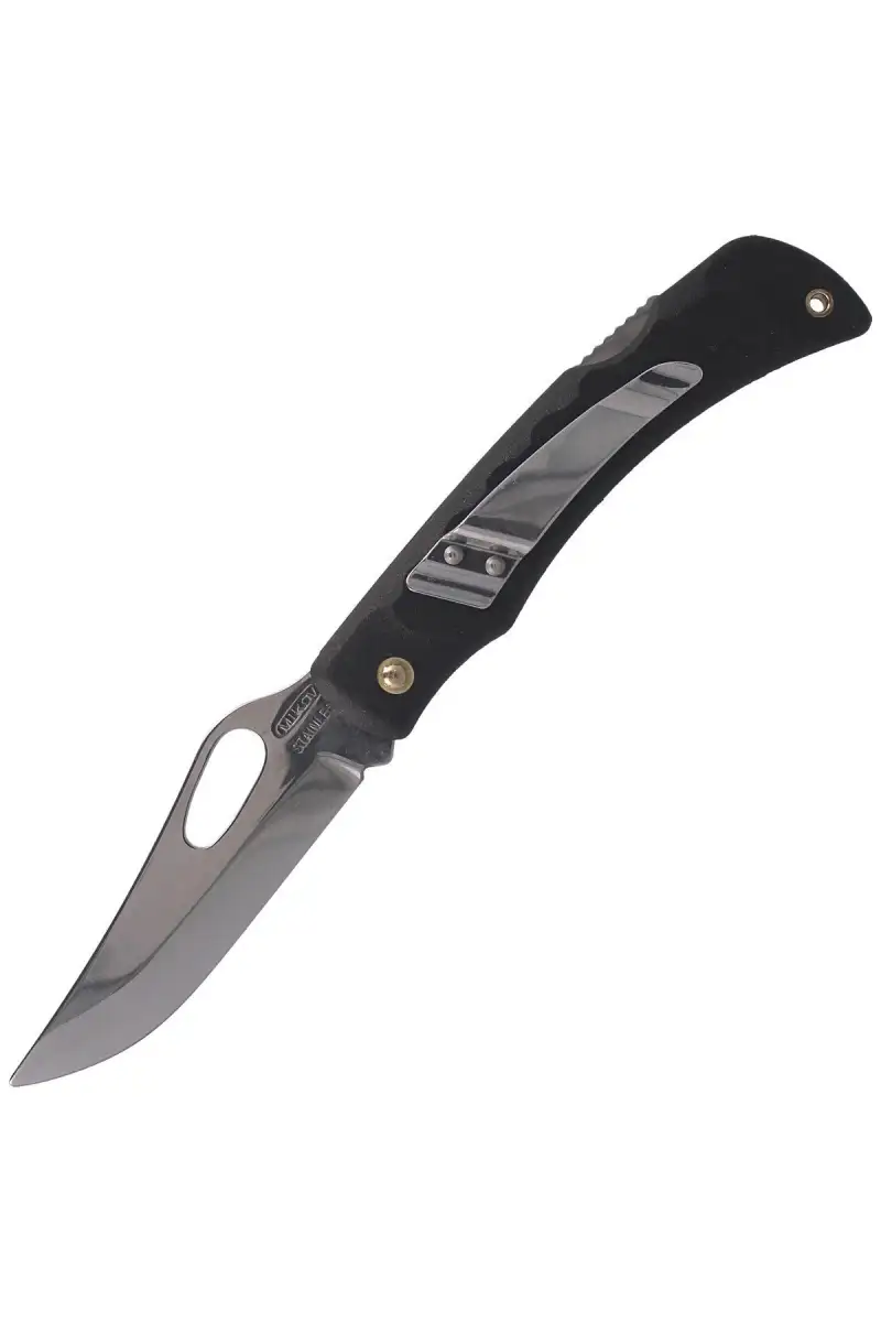 Nóż składany Mikov Crocodile Clip Point Black ABS, Mirror, Klips (243-NH-1/B BLACK/CLIP)