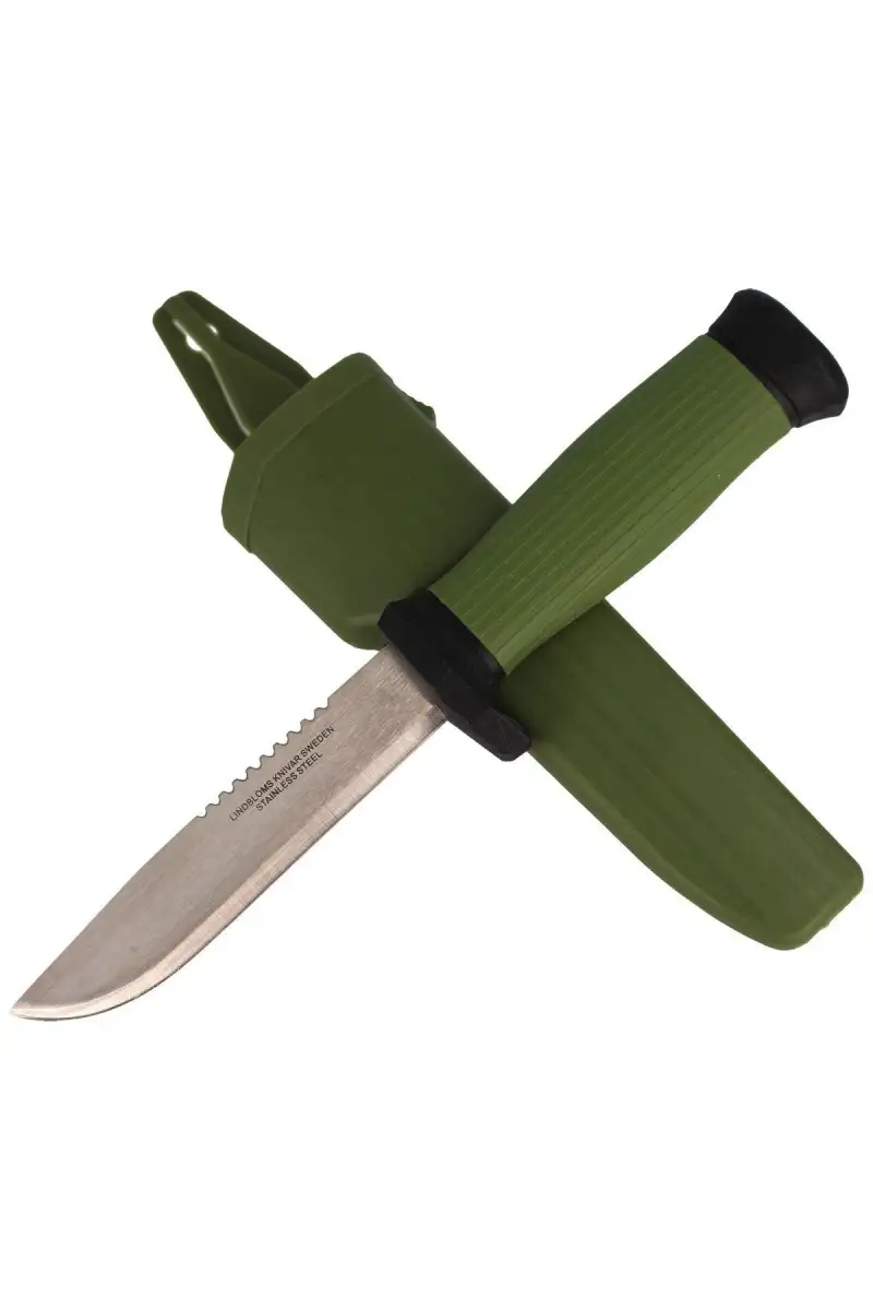 Nóż Lindbloms Myśliwski / Wędkarki Olive Rubber, Stainless Steel (4000)