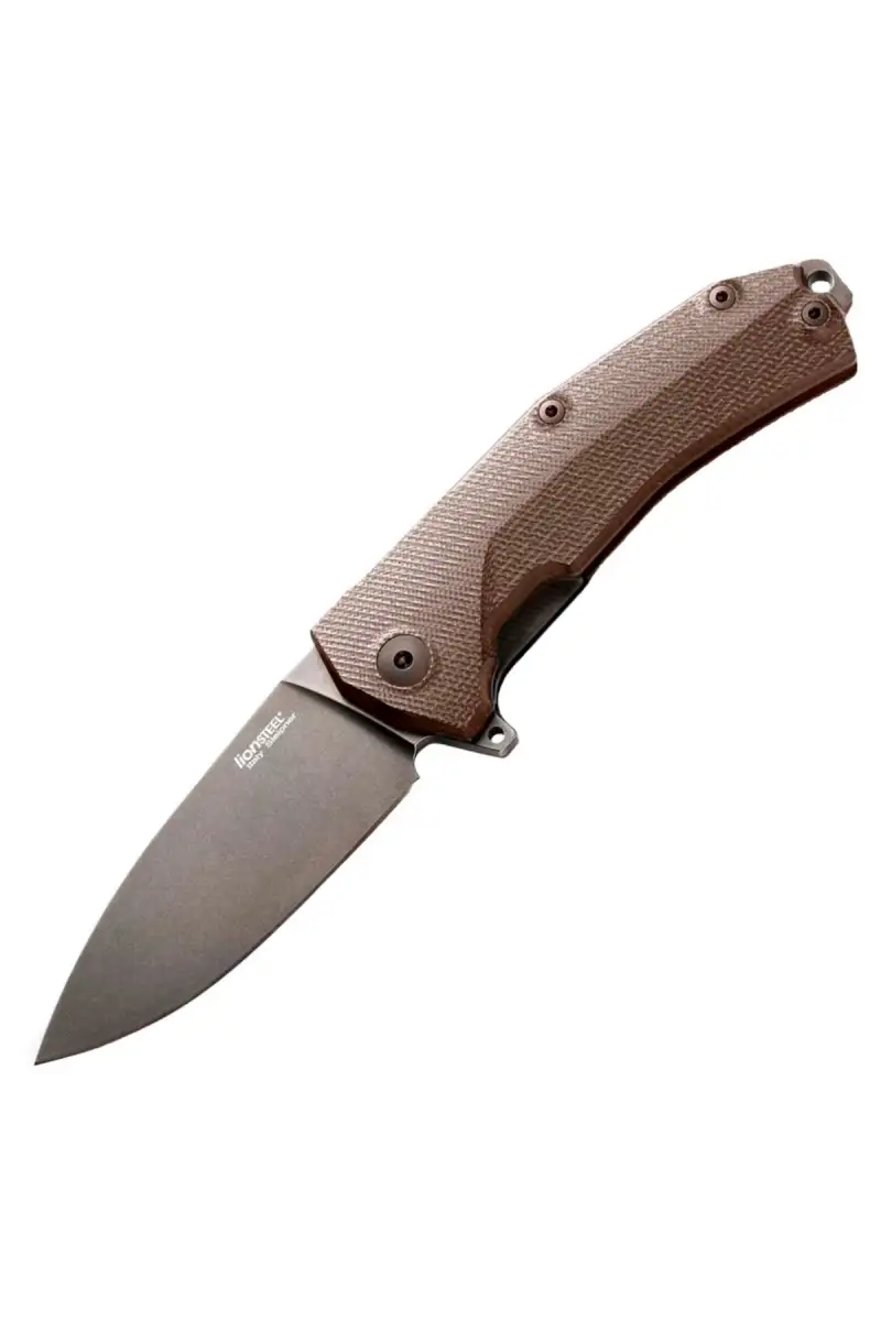 Nóż składany LionSteel KUR G10 Brown, Black Stone Washed (KUR BBR)