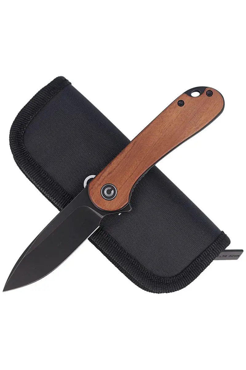 Nóż składany CIVIVI Elementum Flipper Cuibourtia Wood, Black Stonewashed (C907U)