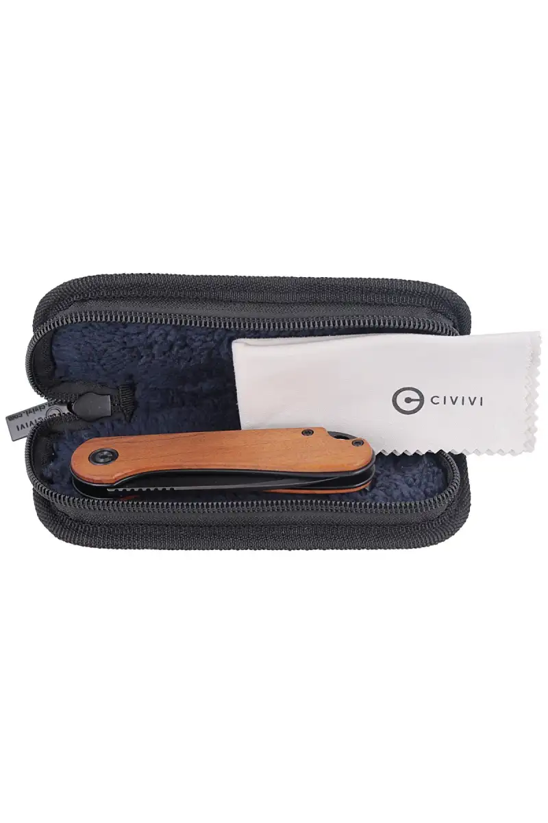 Nóż składany CIVIVI Elementum Flipper Cuibourtia Wood, Black Stonewashed (C907U)
