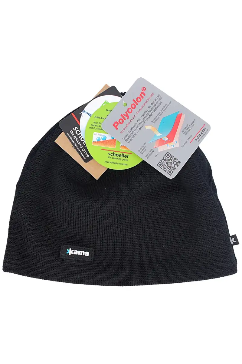 Czapka Kama 100% Merino Wool / Polycolon Band, Black (A02-110)