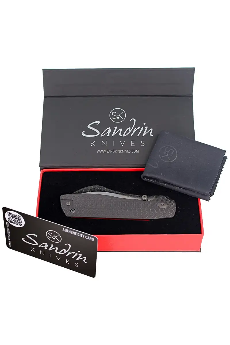 Nóż składany Sandrin Knives Torino V2 Carbon Fiber, Polyhedral Tungsten Carbide 71HRC