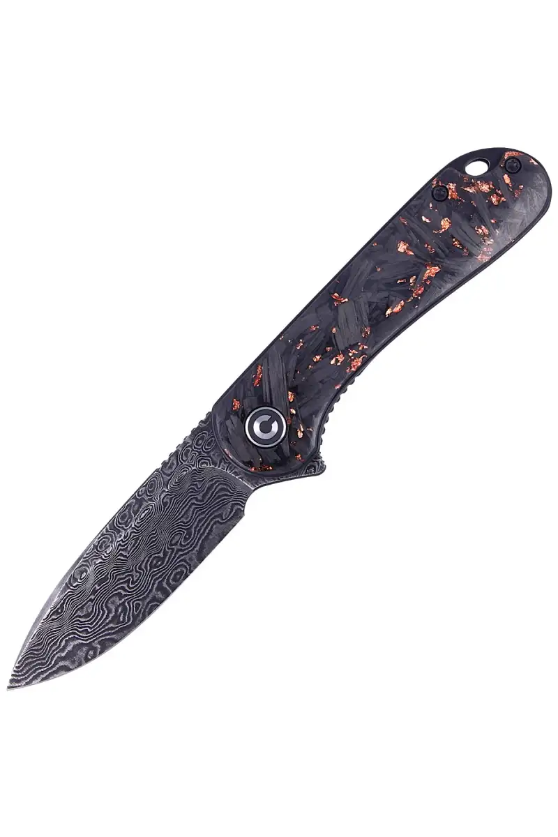 Nóż składany CIVIVI Elementum Flipper Shredded Carbon Fiber / Copper Shred, Black Damascus (C907C-DS3)