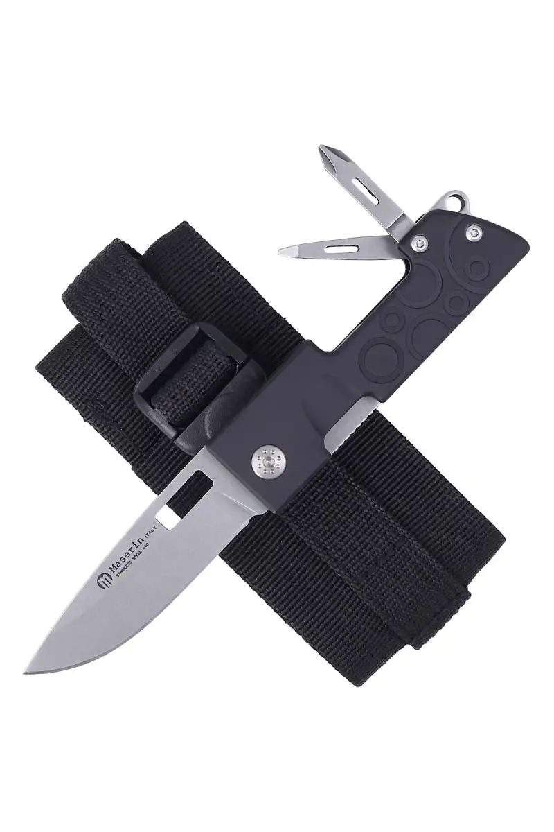 Nóż składany/Multi-Tool Maserin D-Dut 214 Black Aluminium, Stonewashed 440C by Bonus (214/N)