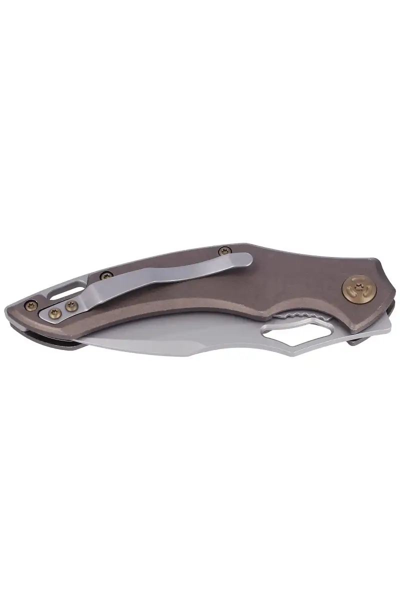 Nóż składany FoxEdge Sparrow Brown Anodized Aluminium, Sand Blasted by Denis Simonutti (FE-031)