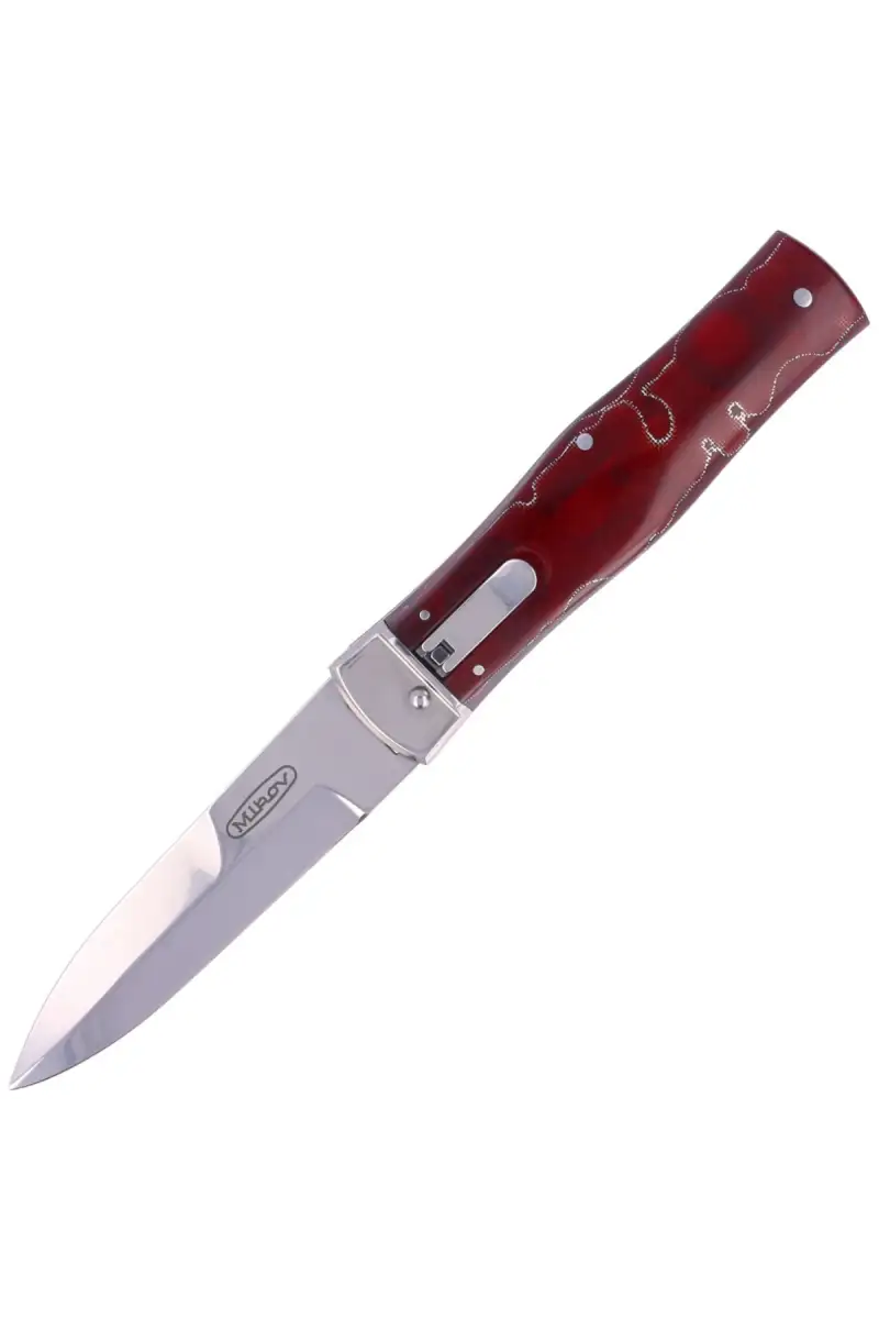Nóż sprężynowy Mikov Predator Red Raffir, Mirror N690 (241-BRa-1/KP Red)