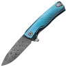 Nóż składany LionSteel ROK Blue Titanium, Chad Nichols Scrambled Damascus (ROK DD BL)