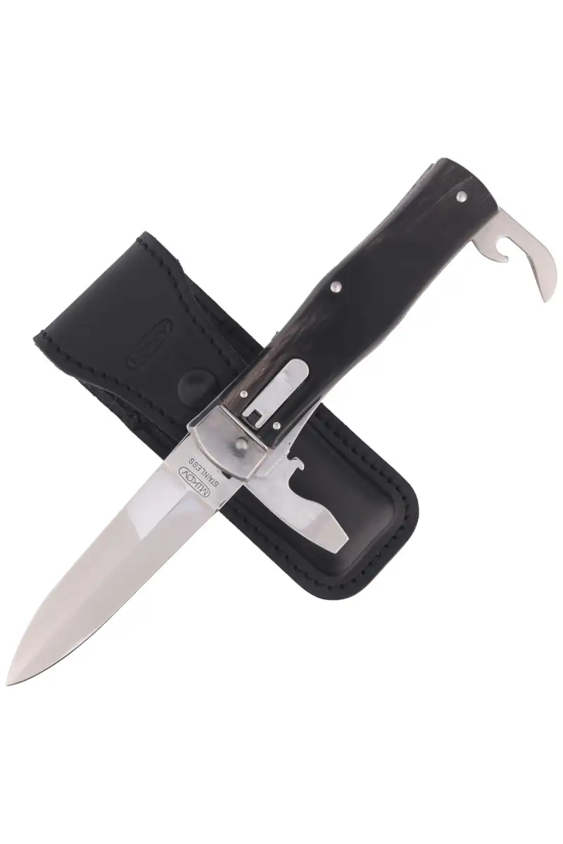 Nóż sprężynowy Mikov Predator Buffalo Horn, Mirror 3ostrz (241-NR-3/KP)