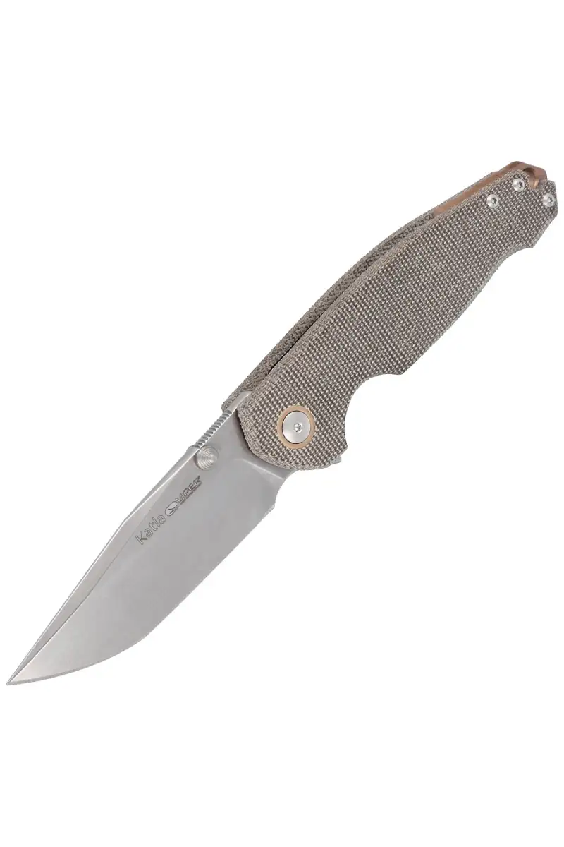 Nóż składany Viper Katla Green Canvas Micarta, Stonewashed M390 by Jesper Voxnæs (V5982CG)