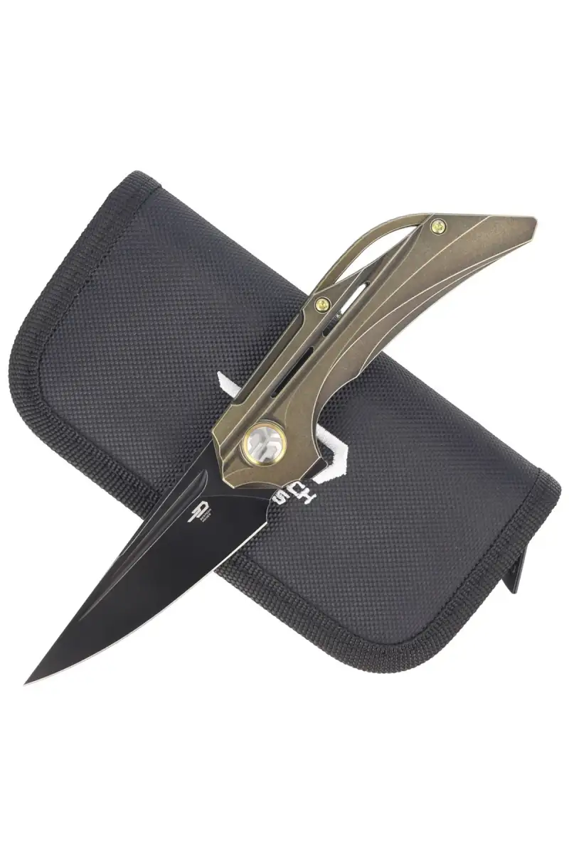 Nóż składany Bestech Vigil Bronze Titanium, Black Stonewashed M390 by Kombou (BT2201D)