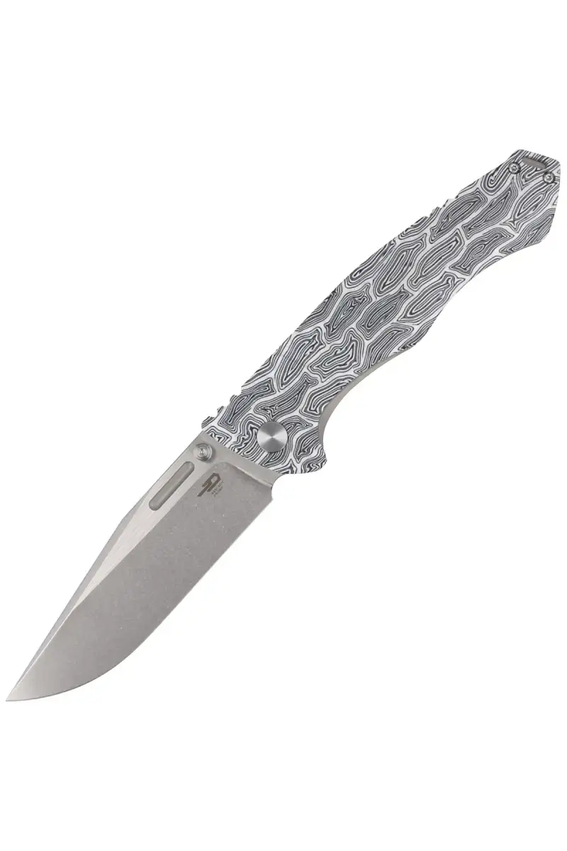 Nóż składany Bestech Keen II Black White G10/Titanium, Stonewashed/Satin CPM S35VN by Koens Craft (BT2301C)