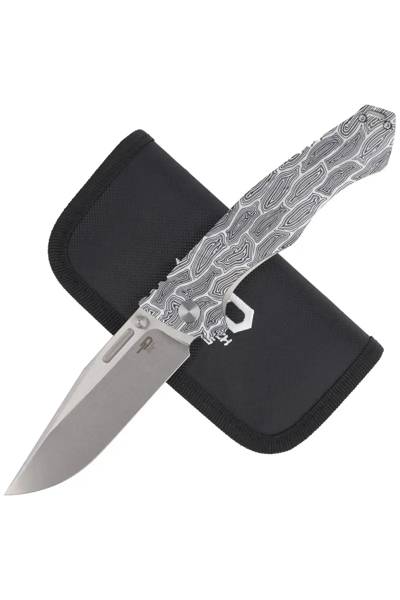 Nóż składany Bestech Keen II Black White G10/Titanium, Stonewashed/Satin CPM S35VN by Koens Craft (BT2301C)