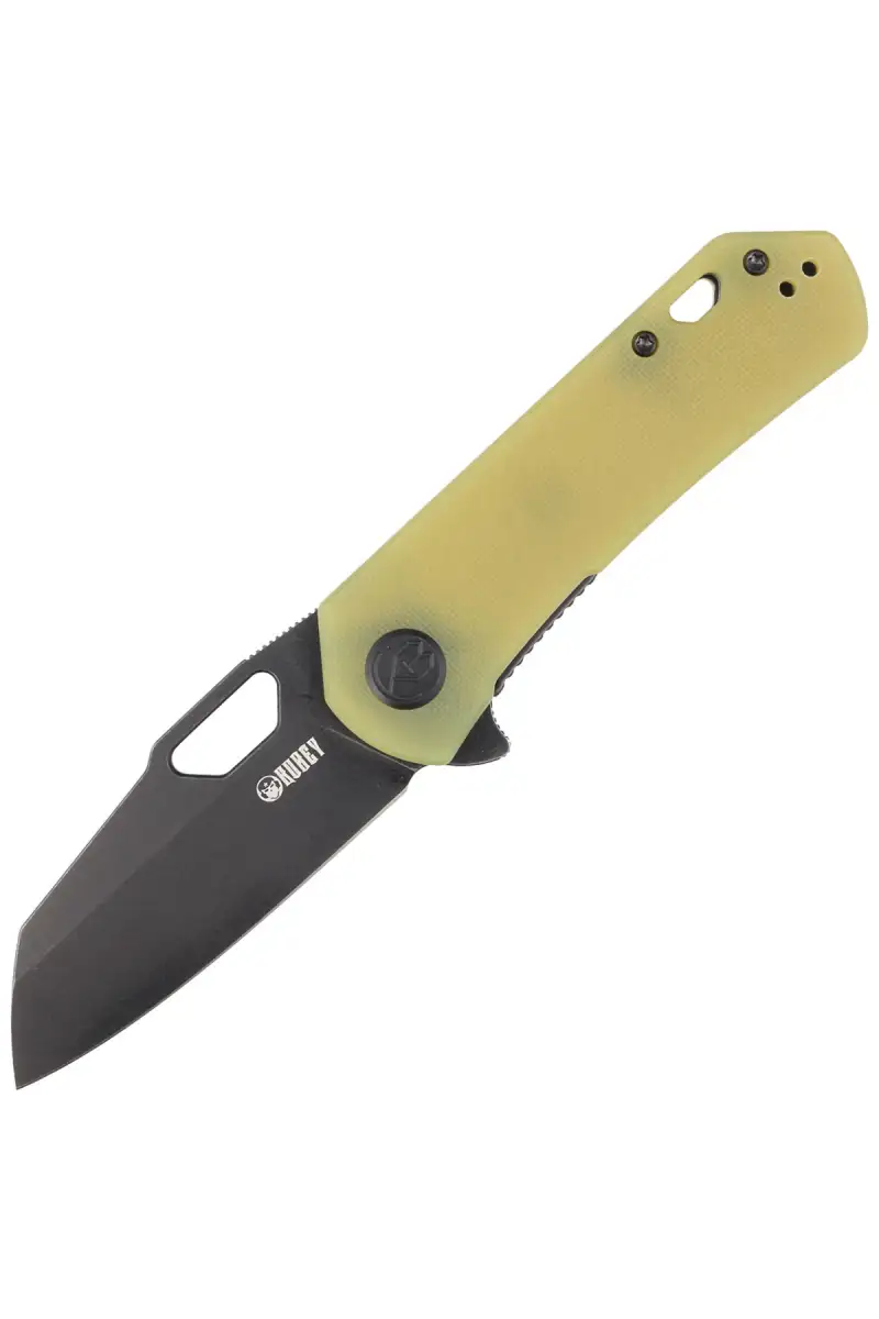Nóż składany Kubey Knife Duroc Translucent Yellow G10, Black Stonewashed AUS-10 by Colin Maisonpierre (KU332H)