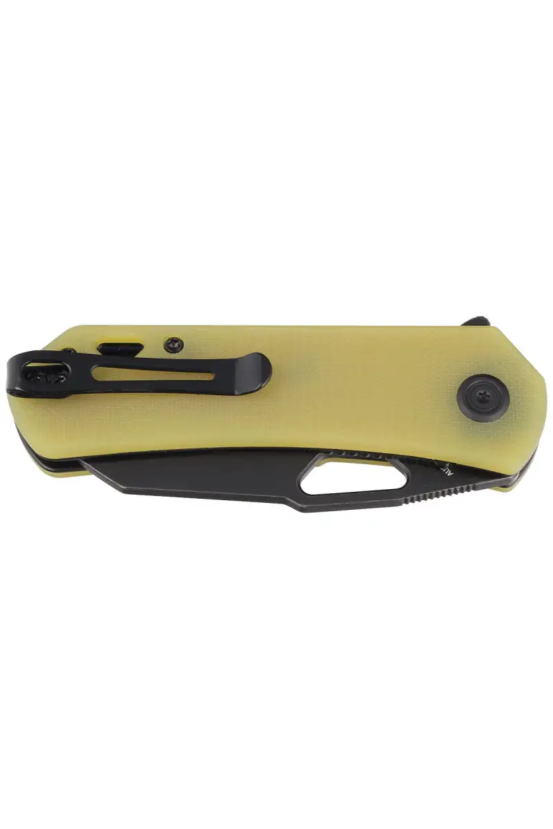 Nóż składany Kubey Knife Duroc Translucent Yellow G10, Black Stonewashed AUS-10 by Colin Maisonpierre (KU332H)