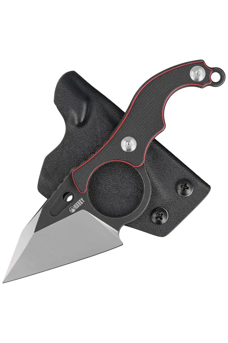 Nóż Kubey Knife Hippocam Black/Red Carbon Fiber/G10, Two Tone D2 (KU166A)