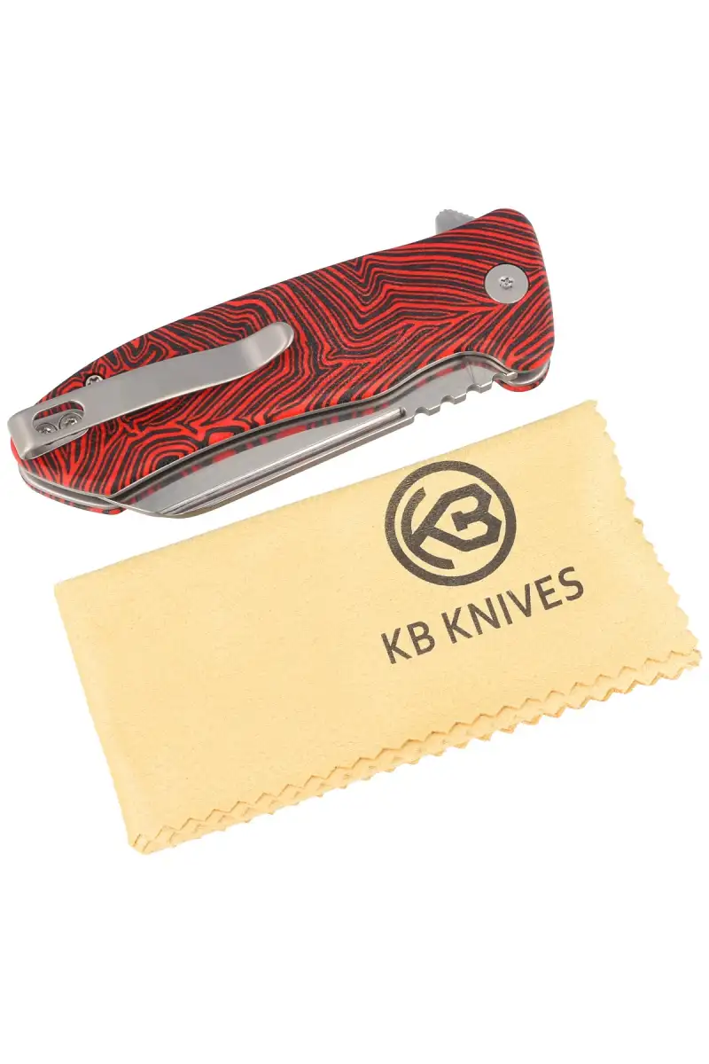 Nóż składany Kubey Knife Creon Red/Black G10, Damascus (KU336B)