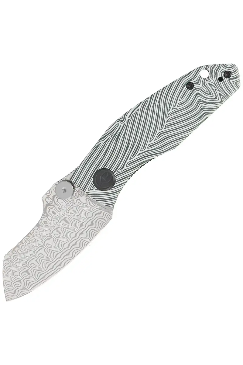 Nóż składany Kubey Knife Monsterdog White/Green G10, Damascus by Dmitry Osarenko (KU337E)