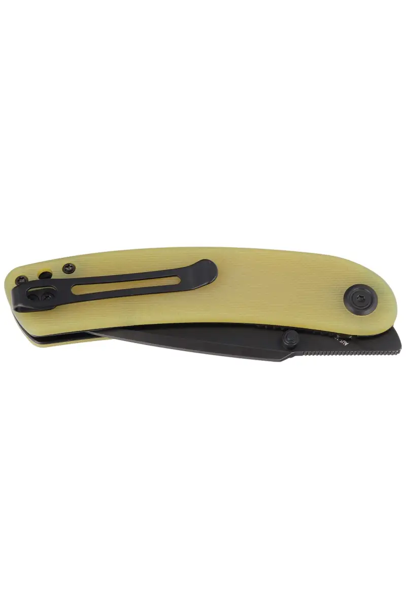 Nóż składany Kubey Momentum Yellow G10, Dark Stonewashed AUS-10 by Sherif Manganas (KU344F)