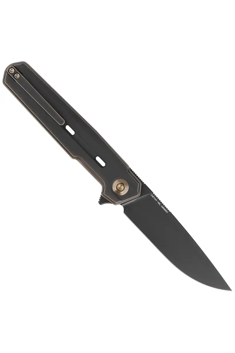 Nóż składany WE Knife Navo Bronze / Black Titanium, Black Stonewashed CPM 20CV by Ostap Hel (WE22026-3)