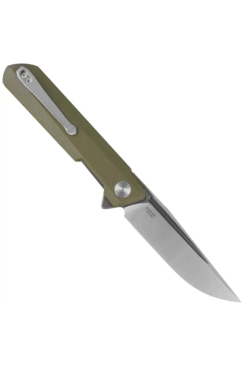 Nóż składany Bestechman Dundee OD Green G10, Grey Titanized / Satin D2 by Ostap Hel (BMK01E)