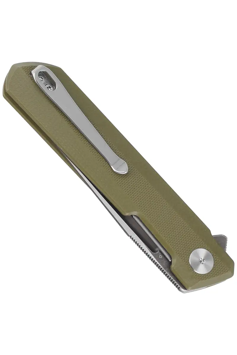 Nóż składany Bestechman Dundee OD Green G10, Grey Titanized / Satin D2 by Ostap Hel (BMK01E)