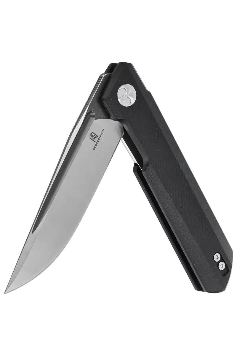 Nóż składany Bestechman Dundee Black G10, Grey Titanized / Satin D2 by Ostap Hel (BMK01D)