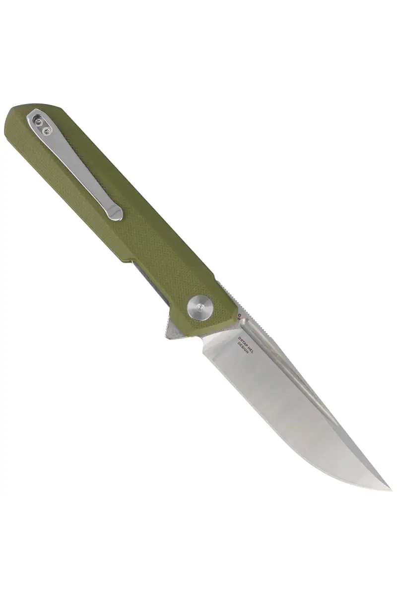 Nóż składany Bestechman Dundee OD Green G10, Stonewash  / Satin D2 by Ostap Hel (BMK01B)