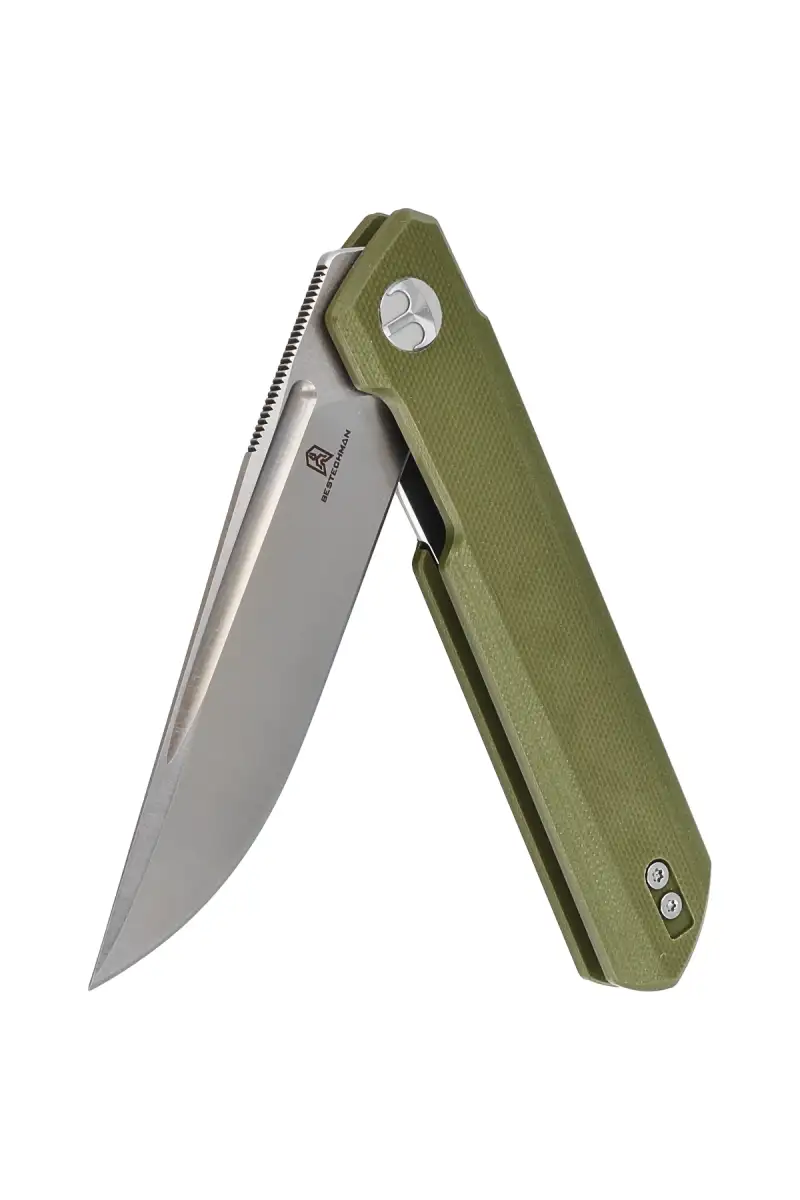 Nóż składany Bestechman Dundee OD Green G10, Stonewash  / Satin D2 by Ostap Hel (BMK01B)