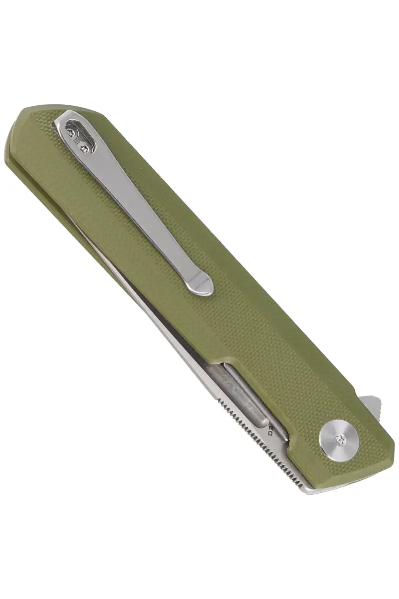 Nóż składany Bestechman Dundee OD Green G10, Stonewash  / Satin D2 by Ostap Hel (BMK01B)