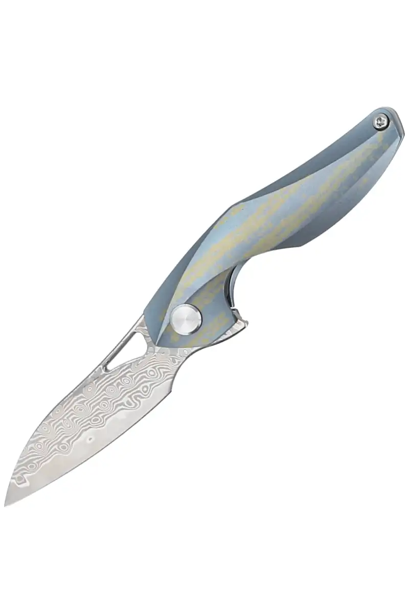 Nóż składany Bestech The Reticulan Blue / Colorful Titanium, Damascus by Elijah Isham (BT1810L)