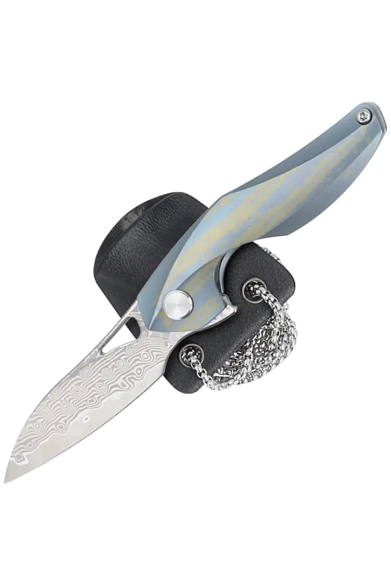 Nóż składany Bestech The Reticulan Blue / Colorful Titanium, Damascus by Elijah Isham (BT1810L)