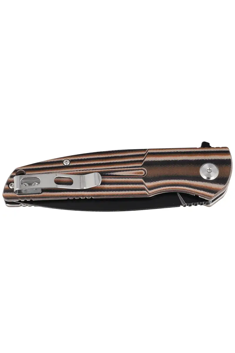 Nóż składany Bestech Fin Black / Orange / Beige G10, Black Stonewashed 14C28N (BG34C-3)